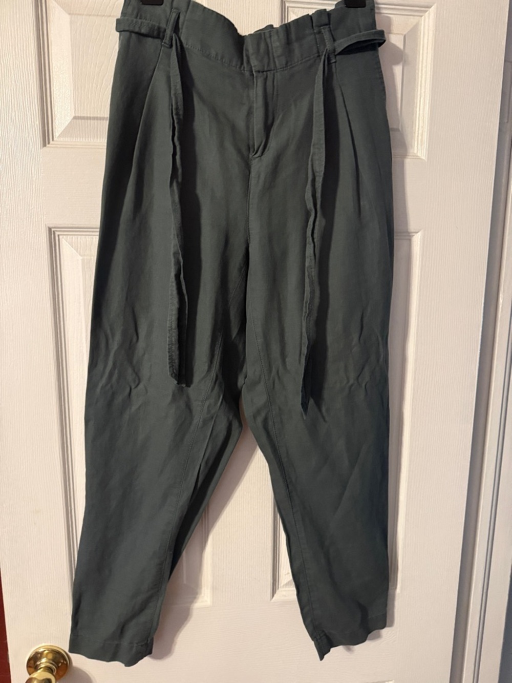 LOFT Olive Green Paperbag Waist Tie Chinos